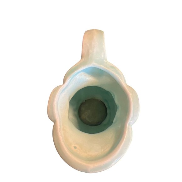 Vintage Norleans Light Blue Teal Ceramic Pitcher Floral Relief Design 4" Tall - Picture 6 of 8